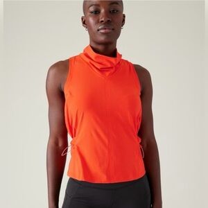 Athleta Venture Out Tank MEDIUM Vermillion Orange Stretch Abrasion Resistant NWT